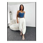 DIEANDMORE Gabardin Kumaş Kadın Şalvar Pantolon - Beyaz