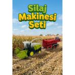 Diecast Metal Silaj Makinesi ve Römork Seti - Oyuncak Biçerdöver Çiftlik Aracı - Yeşil Traktör