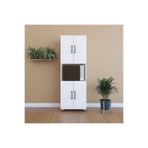 Dienni 4 Kapaklı 4 Kapılı 5 Bölmeli Çok Amaçlı Dolap Beyaz Mini Fırın Bölmeli Mutfak Dolabı 161x56x32 cm