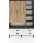 Dienni Arges Dolap 10 Raflı 4 Çekmeceli 2 Kapaklı 132X30X195 Antrasit-Aytaşı/çam
