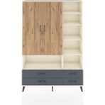 Dienni Arges Dolap 10 Raflı 4 Çekmeceli 2 Kapaklı 132X30X195 Aytaşı-Antrasit/çam - Krem