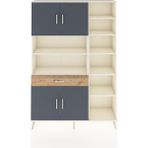 Dienni Arges Dolap 10 Raflı Tek Çekmeceli 4 Kapaklı 132X30X195 Aytaşı-Çam/antrasit - Krem
