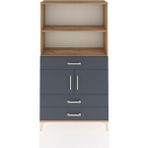 Dienni Arges Dolap 3 Raflı 3 Çekmeceli 2 Kapaklı 88X30X163 Çam-Antrasit - Atlas Çam
