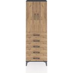 Dienni Arges Dolap 3 Raflı 5 Çekmeceli 2 Kapaklı 60X30X182 Antrasit-Çam