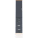 Dienni Arges Dolap 3 Raflı 5 Çekmeceli Tek Kapaklı 44X30X221 Çam-Antrasit - Atlas Çam