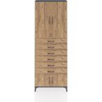 Dienni Arges Dolap 3 Raflı 6 Çekmeceli 4 Kapaklı 88X30X243 Antrasit-Çam