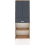 Dienni Arges Dolap 4 Raflı 2 Çekmeceli 2 Kapaklı 88X30X243 Çam-Antrasit - Atlas Çam