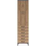 Dienni Arges Dolap 4 Raflı 6 Çekmeceli 2 Kapaklı 60X30X243 Antrasit-Çam
