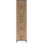 Dienni Arges Dolap 5 Raflı 5 Çekmeceli 4 Kapaklı 60X30X243 Antrasit-Çam