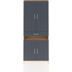 Dienni Arges Dolap 5 Raflı Tek Çekmeceli 4 Kapaklı 88X30X221 Çam-Antrasit - Atlas Çam