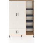Dienni Arges Dolap 6 Raflı 4 Kapaklı Tek Askılı 132X30X195 Çam-Aytaşı/antrasit - Atlas Çam