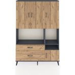 Dienni Arges Dolap 7 Raflı 2 Çekmeceli 4 Kapaklı 132X30X195 Antrasit-Çam/çam