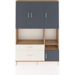 Dienni Arges Dolap 7 Raflı 2 Çekmeceli 4 Kapaklı 132X30X195 Çam-Aytaşı/antrasit - Atlas Çam