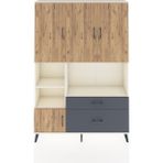 Dienni Arges Dolap 7 Raflı 2 Çekmeceli 5 Kapaklı 132X30X195 Aytaşı-Çam/antrasit - Krem