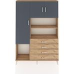 Dienni Arges Dolap 7 Raflı 4 Çekmeceli 3 Kapaklı 132X30X195 Çam-Antrasit/çam - Atlas Çam