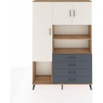Dienni Arges Dolap 7 Raflı 4 Çekmeceli 3 Kapaklı 132X30X195 Çam-Aytaşı/antrasit - Atlas Çam