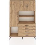 Dienni Arges Dolap 7 Raflı 4 Çekmeceli 3 Kapaklı 132X30X195 Çam-Çam/çam - Atlas Çam