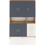 Dienni Arges Dolap 7 Raflı 4 Çekmeceli 5 Kapaklı 132X30X195 Çam-Antrasit/aytaşı - Atlas Çam