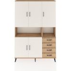 Dienni Arges Dolap 7 Raflı 4 Çekmeceli 5 Kapaklı 132X30X195 Çam-Aytaşı/çam - Atlas Çam