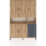 Dienni Arges Dolap 7 Raflı 4 Çekmeceli 5 Kapaklı 132X30X195 Çam-Çam/antrasit - Atlas Çam