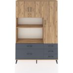 Dienni Arges Dolap 7 Raflı 5 Çekmeceli 3 Kapaklı 132X30X195 Çam-Antrasit/çam - Atlas Çam