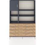 Dienni Arges Dolap 7 Raflı 8 Çekmeceli Tek Kapaklı 132X30X195 Antrasit-Antrasit/çam