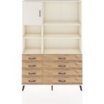 Dienni Arges Dolap 7 Raflı 8 Çekmeceli Tek Kapaklı 132X30X195 Aytaşı-Çam/aytaşı - Krem
