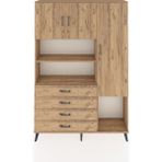 Dienni Arges Dolap 8 Raflı 4 Çekmeceli 3 Kapaklı 132X30X195 Çam-Çam/çam - Atlas Çam