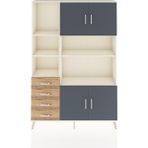 Dienni Arges Dolap 8 Raflı 4 Çekmeceli 4 Kapaklı 132X30X195 Aytaşı-Çam/antrasit - Krem