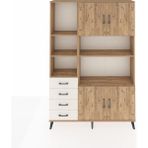 Dienni Arges Dolap 8 Raflı 4 Çekmeceli 4 Kapaklı 132X30X195 Çam-Çam/aytaşı - Atlas Çam