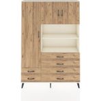 Dienni Arges Dolap 8 Raflı 6 Çekmeceli 3 Kapaklı 132X30X195 Aytaşı-Çam/çam - Krem