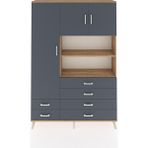 Dienni Arges Dolap 8 Raflı 6 Çekmeceli 3 Kapaklı 132X30X195 Çam-Antrasit/antrasit - Atlas Çam