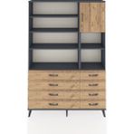 Dienni Arges Dolap 8 Raflı 8 Çekmeceli Tek Kapaklı 132X30X195 Antrasit-Çam/çam