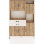 Dienni Arges Dolap 9 Raflı 2 Çekmeceli 6 Kapaklı 132X30X195 Çam-Aytaşı/çam - Atlas Çam