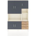 Dienni Arges Dolap 9 Raflı 3 Çekmeceli 5 Kapaklı 132X30X195 Aytaşı-Antrasit/çam - Krem