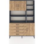 Dienni Arges Dolap 9 Raflı 4 Çekmeceli 3 Kapaklı 132X30X195 Antrasit-Çam/çam