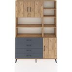 Dienni Arges Dolap 9 Raflı 4 Çekmeceli 3 Kapaklı 132X30X195 Çam-Çam/antrasit - Atlas Çam