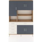 Dienni Arges Dolap 9 Raflı 5 Çekmeceli 5 Kapaklı 132X30X195 Çam-Antrasit/aytaşı - Atlas Çam