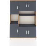 Dienni Arges Dolap 9 Raflı 6 Kapaklı 132X30X195 Çam-Antrasit/antrasit - Atlas Çam