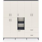 Dienni Arges Gardrop 12 Raflı 2 Çekmeceli Tek Askılı 220X30X243 Antrasit-Aytaşı