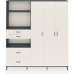 Dienni Arges Gardrop 12 Raflı 4 Çekmeceli Tek Askılı 220X30X243 Antrasit-Aytaşı