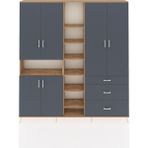 Dienni Arges Gardrop 13 Raflı 3 Çekmeceli 6 Kapaklı 220X30X243 Çam-Antrasit