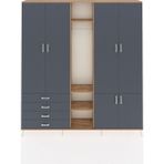 Dienni Arges Gardrop 14 Raflı 4 Çekmeceli Tek Askılı 220X30X243 Çam-Antrasit