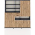 Dienni Arges Gardrop 17 Raflı 2 Çekmeceli 7 Kapaklı 220X30X243 Antrasit-Çam