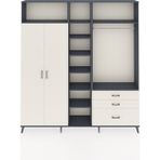 Dienni Arges Gardrop 9 Raflı 3 Çekmeceli 2 Askılı 220X30X243 Antrasit-Aytaşı