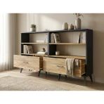 Dienni Arges Konsol 6 Raflı 2 Çekmeceli 176X30x99 Antrasit-Çam