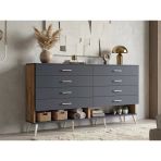 Dienni Arges Konsol 8 Çekmeceli 176X30x99 Çam-Antrasit
