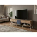 Dienni Arges Tv Ünitesi Tek Raflı 2 Çekmeceli Tek Kapaklı 220X30x51 Çam-Antrasit/Çam