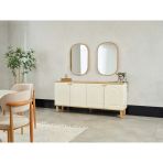 Dienni Bohem Modern Konsol Ve Ayna Seti - 180 Cm Genişlik - 4 Kapaklı Yemek Odası Şifonyeri Ve Dekoratif Oval Ayna
