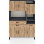 Dienni Hyperion Dolap 10 Raflı 3 Çekmeceli 6 Kapaklı 132X44X195 Antrasit-Çam/çam